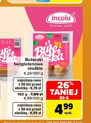 Bułeczki bezglutenowe słodkie Incola 160 g promocja w Carrefour