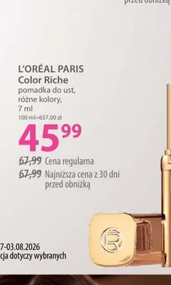 Pomadka do ust L'Oréal Paris Color Riche promocja w Hebe