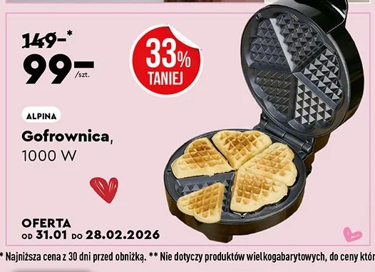 Gofrownica, 1000 W promocja w Biedronka Home