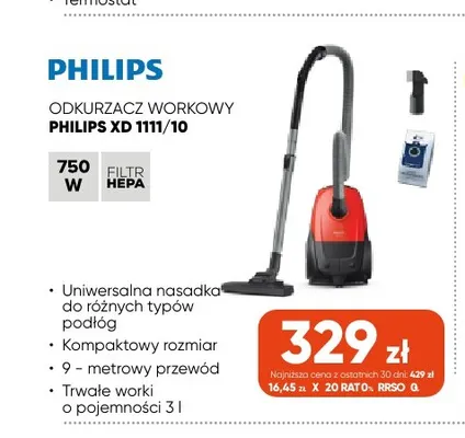 Odkurzacz workowy Philips Xd 1111/10 promocja w Max Elektro