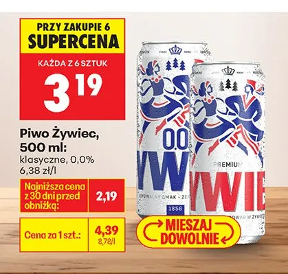 Piwo Żywiec klasyczne 0,0% promocja w Biedronka