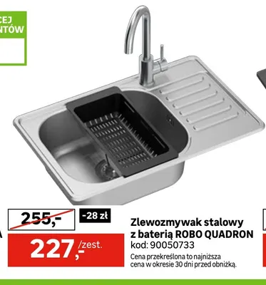 Zlewozmywak stalowy z baterią Robo Quadron promocja w Leroy Merlin