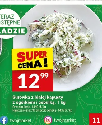 Surówka z białej kapusty z ogórkiem i cebulką promocja w Twój Market