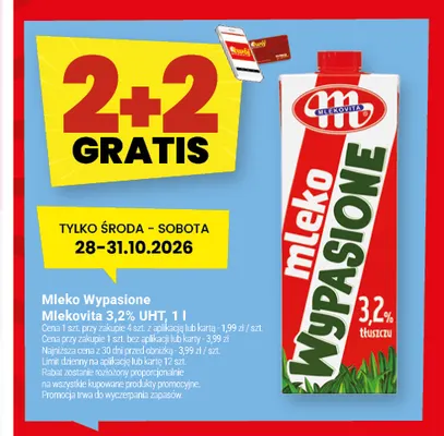 Mleko UHT Wypasione Mlekovita 3,2% promocja w Twój Market