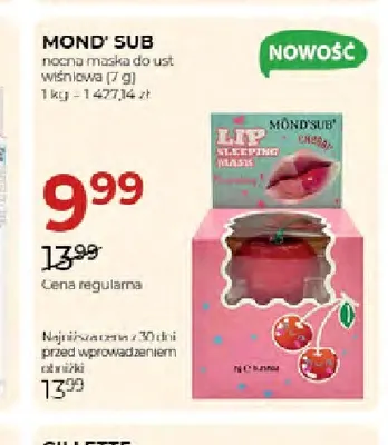 Nocna maska do ust wiśniowa Mond'Sub promocja w Drogerie Jawa