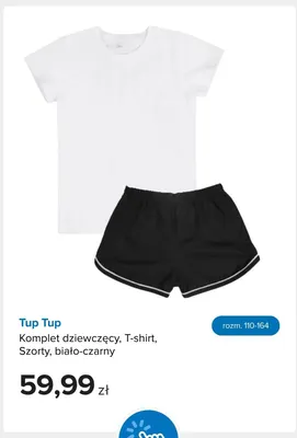 Komplet dziewczęcy T-shirt szorty biało-czarny Tup promocja w Smyk