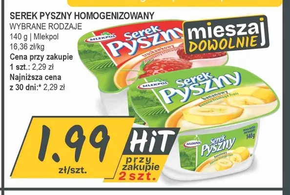 Serek Pyszny homogenizowany truskawkowy Mlekpol promocja w Słoneczko