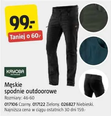 Męskie spodnie outdoorowe Kayoba niebieskie rozmiary 46-60 promocja w Jula