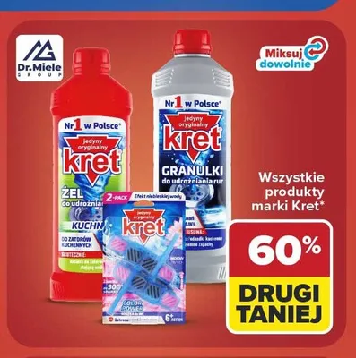 Granulki do udrożniania rur Kret promocja w Carrefour Market