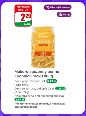 Makaron pszenny penne Kuchnia Smaku promocja w Dino
