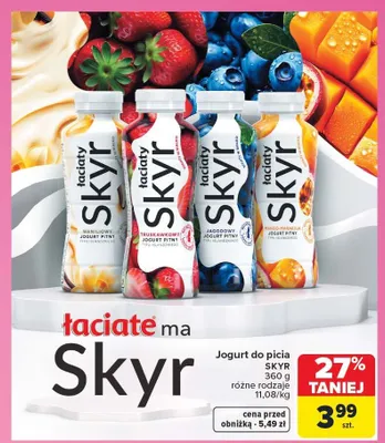 Jogurt pitny Skyr Łaciate truskawkowy promocja w Carrefour