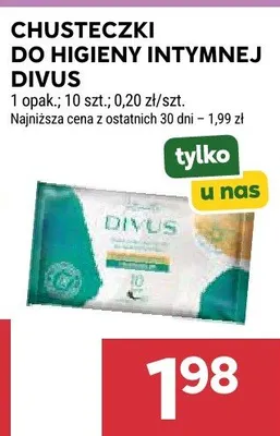 Chusteczki do higieny intymnej Divus promocja w Stokrotka