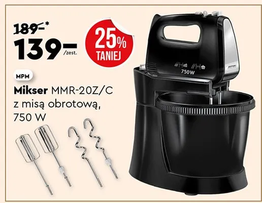 Mikser MMR-20Z/C z misą obrotową 750W promocja w Biedronka Home