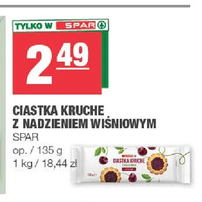 Ciastka kruche z nadzieniem wiśniowym Spar promocja w SPAR