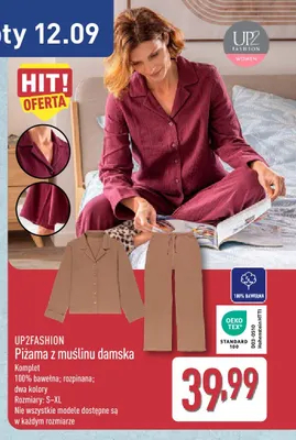 Piżama z muślinu damska Up2fashion promocja w Aldi
