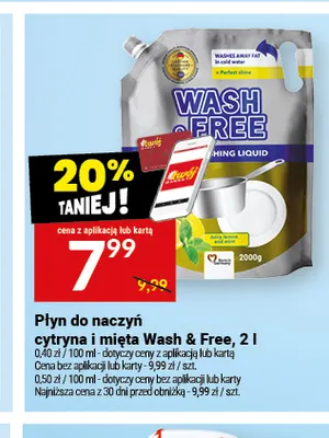 Płyn do naczyń cytryna i mięta Wash & Free promocja w Twój Market