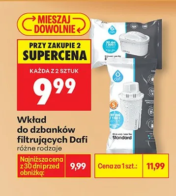Wkład do dzbanków filtrujących Dafi różne rodzaje promocja w Biedronka