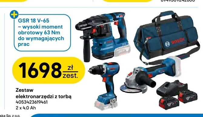 Zestaw elektronarzędzi z torbą Bosch promocja w Castorama