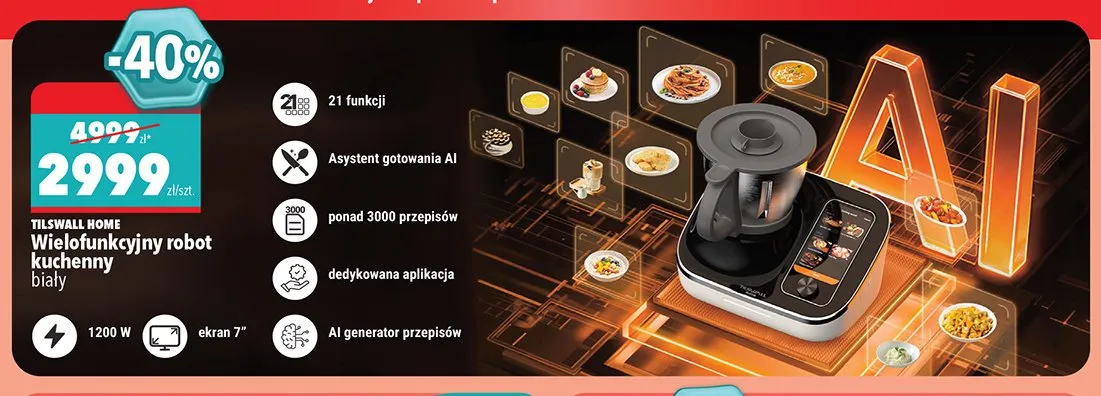 Wielofunkcyjny robot kuchenny Tilswall Home biały promocja w Biedronka