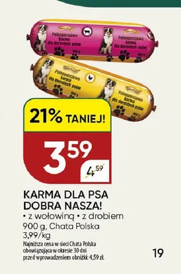 Karma dla psa z wołowiną Dobra Nasza! promocja w Chata Polska
