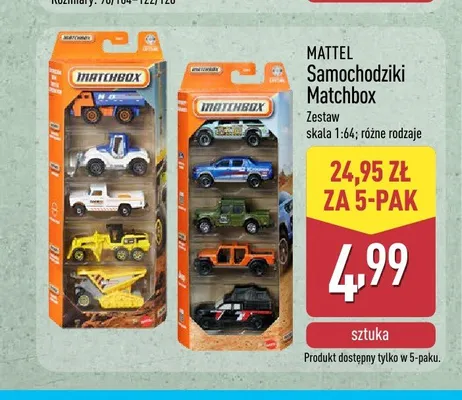 Samochodziki Matchbox 5-pak promocja w Aldi