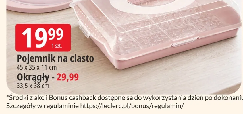 Pojemnik na ciasto keeeper 45x35x11cm promocja w Leclerc