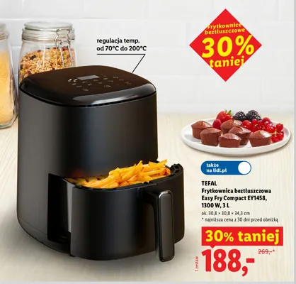 Frytkownica beztłuszczowa Tefal Easy Fry Compact EY1458 promocja w Lidl