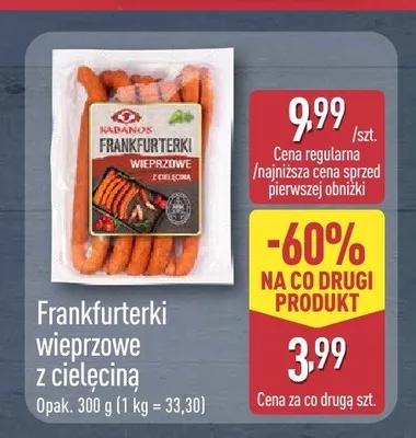 Frankfurterki wieprzowe z cielęciną Kabanos promocja w Aldi