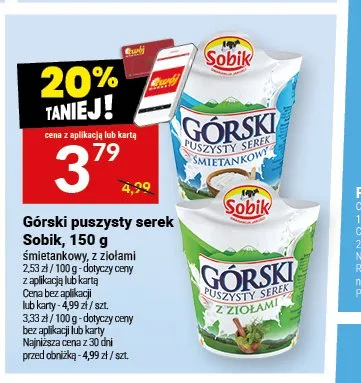 Górski puszysty serek z ziołami Sobik promocja w Twój Market