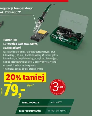 Lutownica kolbowa PARKSIDE 60W z akcesoriami promocja w Lidl