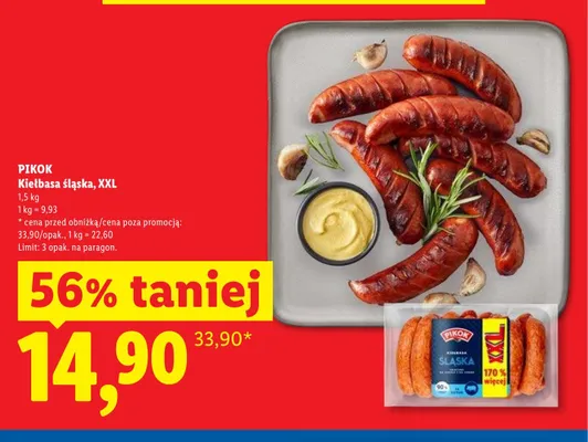 Kiełbasa śląska XXL PIKOK promocja w Lidl