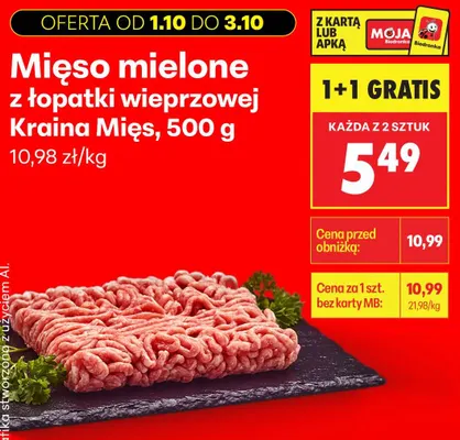 Mięso mielone z łopatki wieprzowej Kraina Mięs promocja w Biedronka
