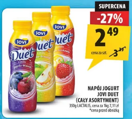 Napój jogurt jovi duet (cały asortyment) promocja w Arhelan