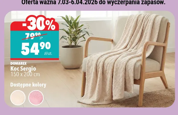 Koc Sergio 150 x 200 cm promocja w Biedronka Home