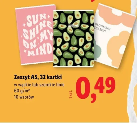 Zeszyt A5 w wąskie linie promocja w Lidl