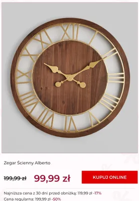 Zegar ścienny Alberto home&you promocja w home&you