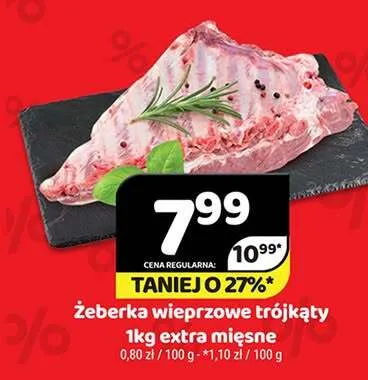 Żeberka wieprzowe trójkąty extra mięsne promocja w Delfin