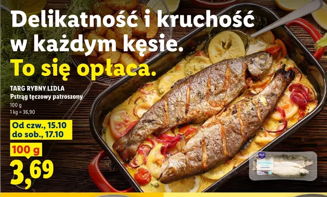 Pstrąg tęczowy patroszony Targ Rybny Lidla promocja w Lidl
