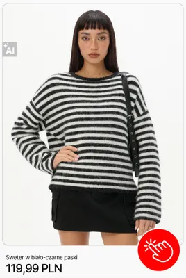 Sweter w biało-czarne paski Cropp promocja w Cropp