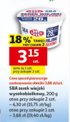 SBA serek wiejski wysokobiałkowy promocja w Auchan