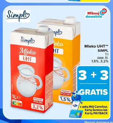 Mleko UHT Simpl 1,5% promocja w Carrefour Market