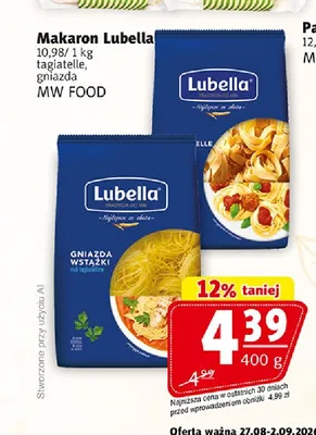 Makaron gniazda Lubella promocja w Prim Market
