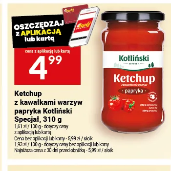 Ketchup z kawałkami warzyw papryka Kotliński Specjał promocja w Twój Market