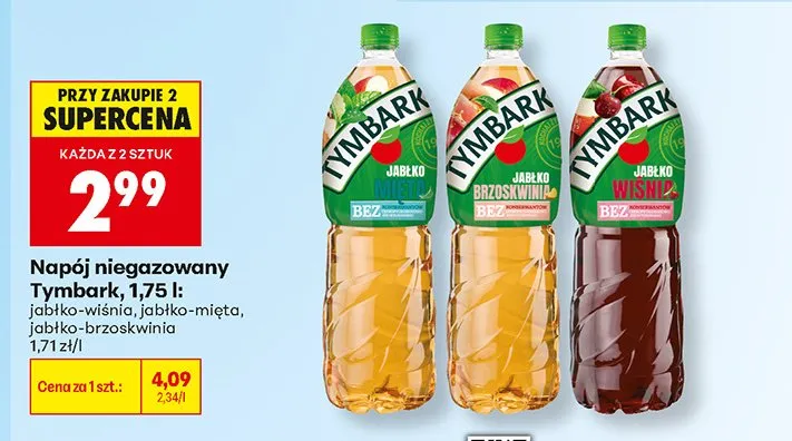 Napój niegazowany jabłko-wiśnia Tymbark promocja w Biedronka