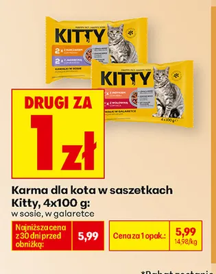 Karma dla kota w saszetkach Kitty w sosie 4-pak promocja w Biedronka