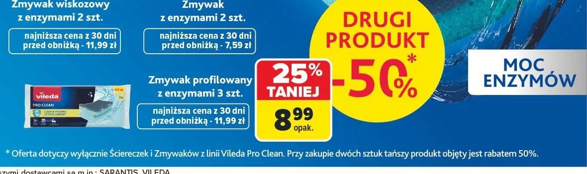 Zmywak wiskozowy z enzymami 2 szt. promocja w Carrefour