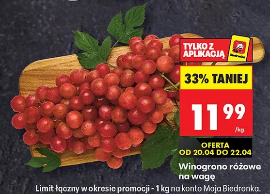 Winogrono różowe na wagę promocja w Biedronka