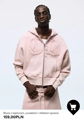 Bluza z kapturem z suwakiem i efektem sprania promocja w Bershka