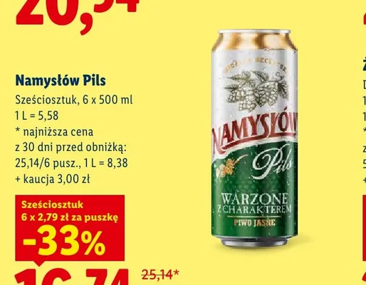 Piwo Namysłów Pils 6-pak promocja w Lidl