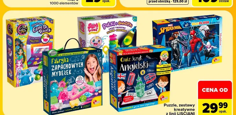 Puzzle zestawy kreatywne z linii Lisciani promocja w Carrefour